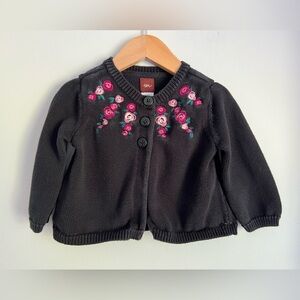 Tea Collection Cardigan Floral Embroidery Navy & Pink 18-24M Baby Girl